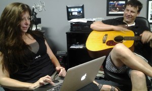 Former Mission 515 singer Grant Anderson and songwriter Mary Jo Daly of Daly Bread Music Publishing co-writing on a song at Nashville Trax Recording Studio. 